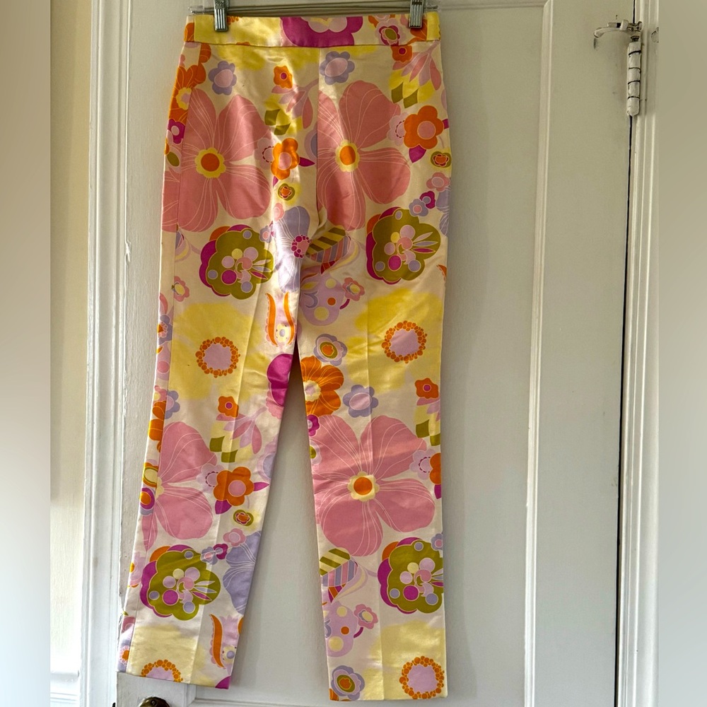 Vintage Moschino Silk Cotton Floral Pants Dopamine Festive